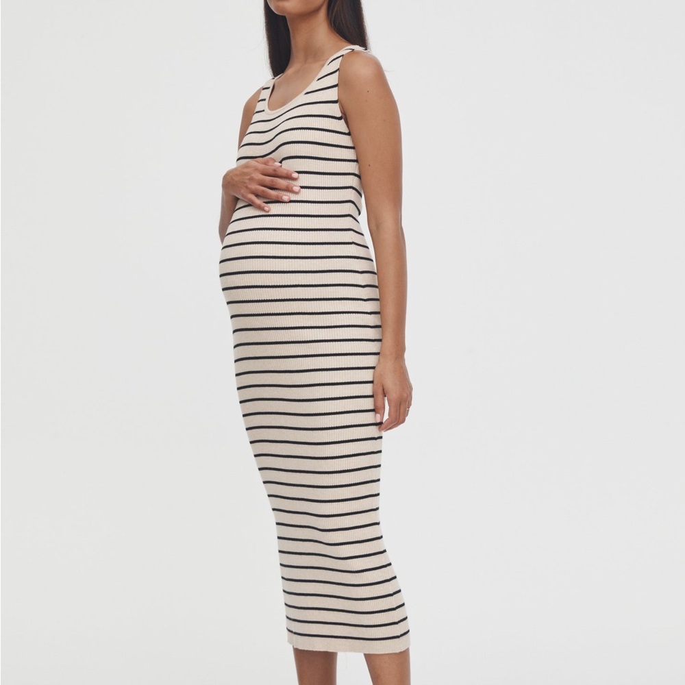 Legoe Heritage Coastline Dress - Cream and Black Striped Maternity/Nursing